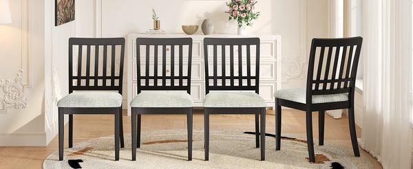 English Elm 2-piece Scandinavian Rubberwood Dining Chair Set with Curved Backrest and Padded Fabric Seat Black N752P405934B