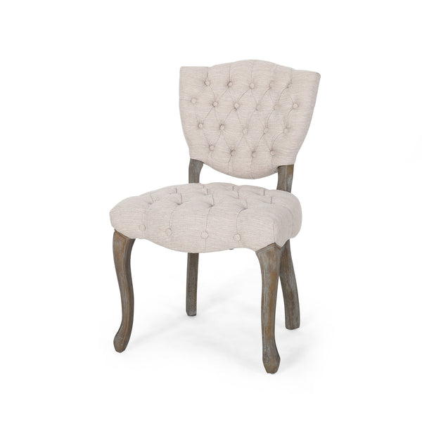 English Elm Kd Button Tufted Dining Chairs Set of 2 Rubberwood Scrolled Legs Vintage Style 61624.00FBGE