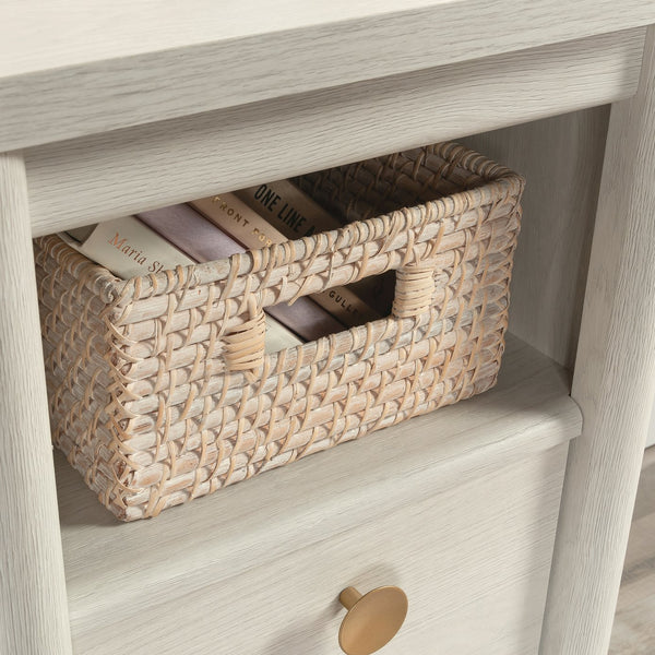 English Elm Desk, Modern White Finish With Spacious Top And Hidden Storage For Home Office And Gaming Use B356P402784