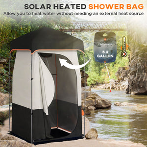 English Elm Outsunny Privacy Shower Tent for Camping with Solar Bag Rainfly and Carry Tube Black W2225P200368