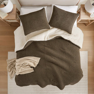 JLA Home Madison Park - Waffle knit chenille comforter with sherpa reverse, OEKO‑TEX certified, plush cloudlike warmth and texture 90 L x 66 W x 1.5H MP10-8399