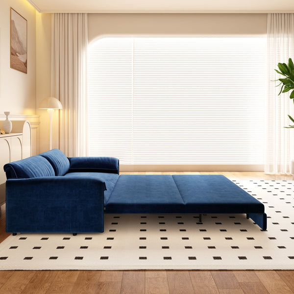 English Elm 66" Queen Pull Out Sofa Bed - Stylish 3-In-1 Convertible Velvet Loveseat With Side Storage & Wheels W1885S00193