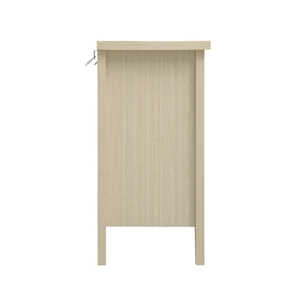 English Elm Hollowed-Out Cabinet With 2 Doors & 3 Drawers – Stylish American Furniture For Versatile Storage Solutions W688P223034