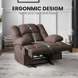 English Elm Oversized Rocking Rocker Recliner Chair with Ergonomic Support, Tool-Free 5-Minute Assembly Comfort Chocolate T3623P380999