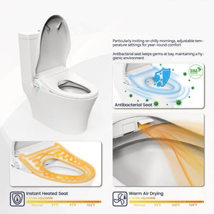 English Elm Smart Bidet Toilet Seat – Adjustable Heated Comfort, Personalized Wash, Self-Cleaning, Sensor Lid Open T3177P286031-GIGA