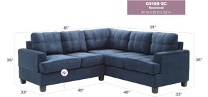 English Elm Sandridge Navy Blue Micro Suede Sectional Sofa with Reversible Chaise, Pocketed Coil Comfort, Durable Frame B078S00046