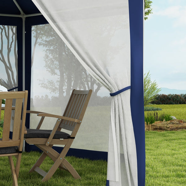 English Elm Outsunny Hexagon Party Canopy with Mesh Sidewalls Uv Roof Steel Frame Outdoor W2225P174174