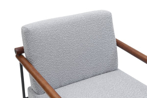 English Elm Modern Boucle Accent Armchair - Stylish Gray Upholstered Lounge Chair For Cozy Living Spaces T3903P372605