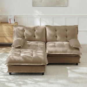 English Elm 77" Modular Cloud Sectional Chenille Couch Deep Lounge Seat with Ottoman for Living Room Light Coffee W714S01692