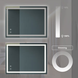 English Elm 32x24inch LED Vanity Mirror with Anti-Fog, Dimmable Touch & Wall Switch, CRI95, IP54, 3000-6000K W1992P210431