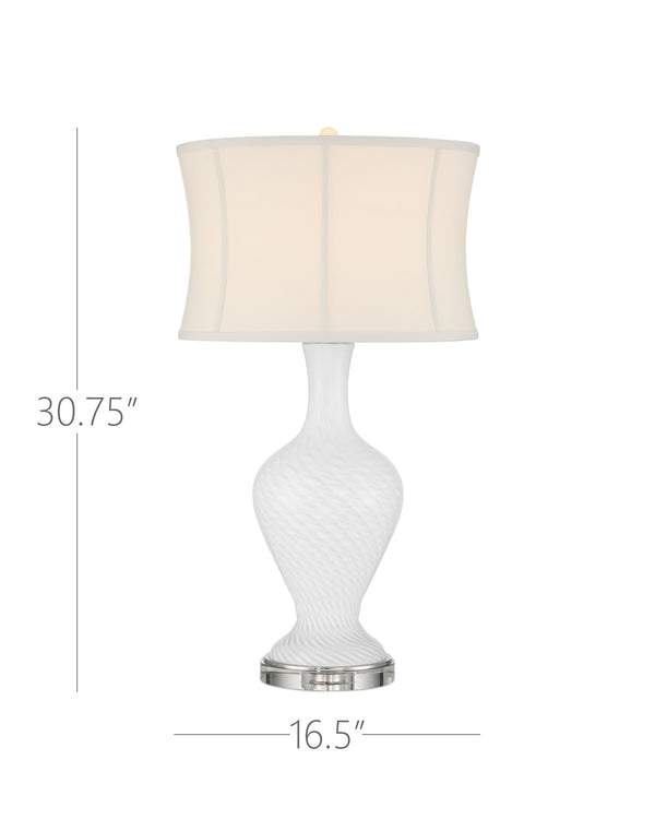 Currey & Company Zeta Stunning White Table Lamp - Venetian Zanfirico Glass, Crystal Base & Polished Nickel Accent White Glass ,Optic Crystal 6000-1009-currey-company