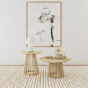 English Elm Diana Solid Mango Wood Round Coffee and End Table Set with Slatted Bases B062S01679