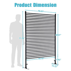 English Elm 71.26''x46.65'' Freestanding Steel Slatted Patio Privacy Screen Matte Black Outdoor Panel W1422P270178