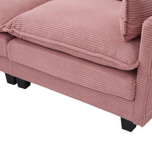 English Elm United We Win Modular Corduroy Sectional with Ottoman Low Profile Living Room Couch Pink W1568S00256