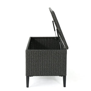 English Elm Rupert Outdoor Resin Wicker Storage Unit for Patio Pool Gear and Entertaining Essentials 62262.00GRY