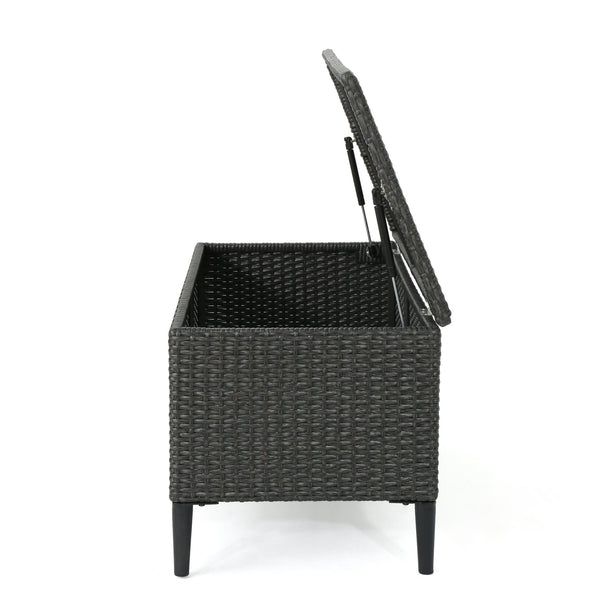 English Elm Rupert Outdoor Resin Wicker Storage Unit for Patio Pool Gear and Entertaining Essentials 62262.00GRY