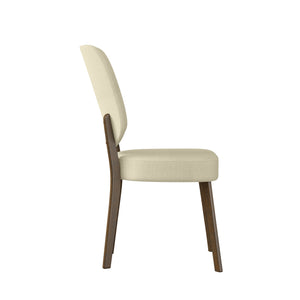 English Elm Dellers Mid-century Upholstered Dining Chair Set Walnut Tapered Legs Foam Cushion Oatmeal B127P495084