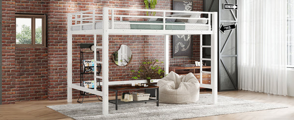 English Elm Twin Xl Solid Pine Loft Bed with Built-in Led Lighting and Storage Shelves W1580S00570