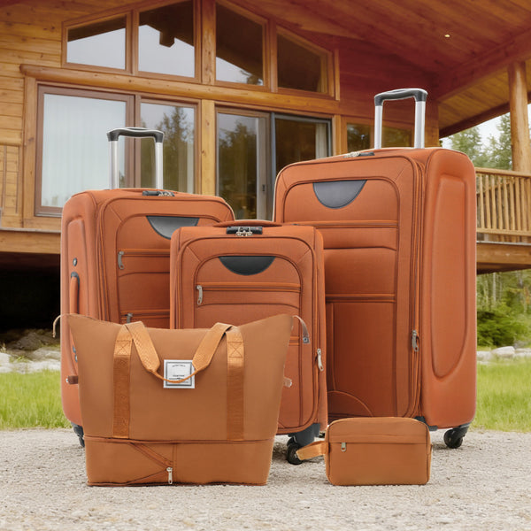 English Elm Softside Expandable Spinner Luggage Set with Tsa Lock Duffel Polyester Travel Orange N732P201004G