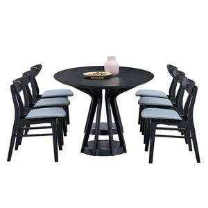 English Elm (1 Table+6 Chairs) 78.74" Modern Oval Dining Set - Elegant Wooden Table & Chairs For Home & Restaurant W2582S00122