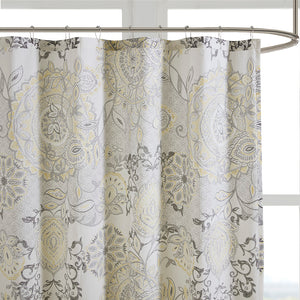 JLA Home Madison Park - Printed Cotton Isla Shower Curtain 72x72 — Watercolor Floral Medallion, OEKO-TEX, Machine Washable Elegance MP70-8150
