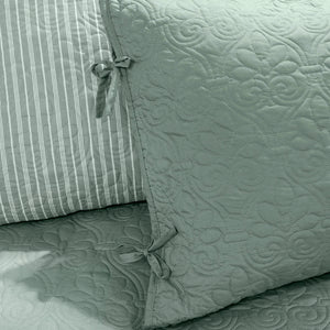 JLA Home Madison Park - 6 Reversible Daybed Cover Set with Antimicrobial Protection, Quilted Texture, Striped Skirt & Pillow Seafoam MP13-3979