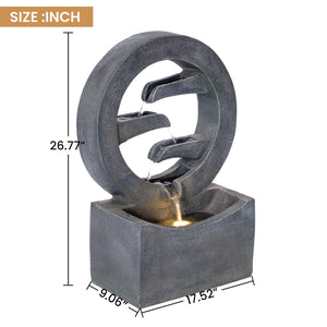 English Elm 26.77"h Gray Polyresin Tiered Cascading Outdoor Fountain with Warm Led Patio Accent N765P355054G