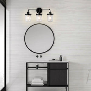 English Elm 3-Light Black Modern Glass Sconce for Bathroom Bedroom Living Room Entryway 22.8"L E26 Socketlington T3177P283991