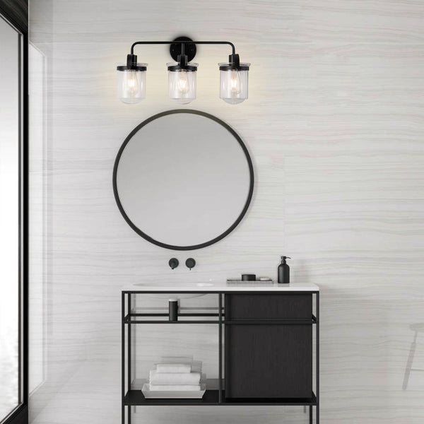 English Elm 3-Light Black Modern Glass Sconce for Bathroom Bedroom Living Room Entryway 22.8"L E26 Socketlington T3177P283991