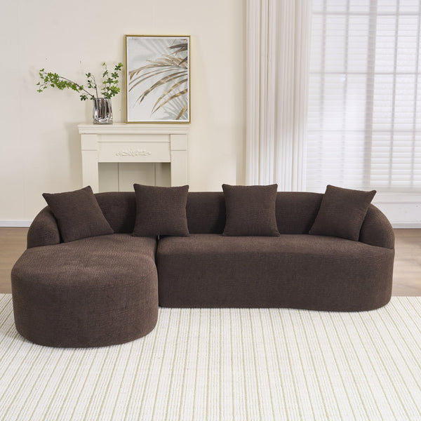 English Elm Compression Compression Sponge Sofa Curved Modular Sectional with 30D High-Density Chenille Sleeper for Cozy Apartment Living Room Comfort and Safe Rounded Design Brown W2231S00029
