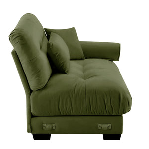 English Elm Milano Velvet Sectional Sofa with Bolster Arms Cloud Cushions for Glamorous Living Rooms W714P293265