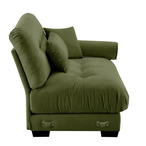 English Elm Milano Velvet Sectional Sofa with Bolster Arms Cloud Cushions for Glamorous Living Rooms W714P293265