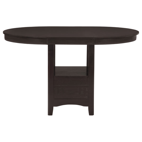 English Elm Danford Espresso Pedestal Counter Dining Set with Storage Base and Leatherette Stools B062S01104
