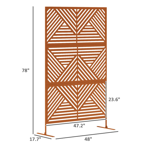 English Elm Metal Powder Coated Steel Trellis Screen Three Panel Rhombus Patio Garden Divider T3971P421200