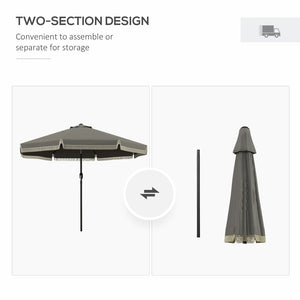English Elm Outsunny 9Ft Ruffled Patio Umbrella With Crank & Tilt, Elegant Outdoor Market Shade For Garden & Deck W2225P200642-GIGA