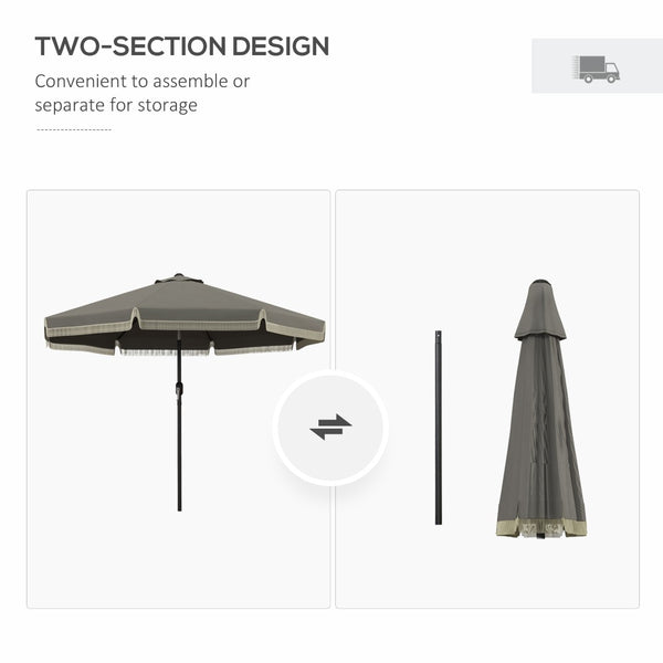 English Elm Outsunny 9Ft Ruffled Patio Umbrella With Crank & Tilt, Elegant Outdoor Market Shade For Garden & Deck W2225P200642-GIGA
