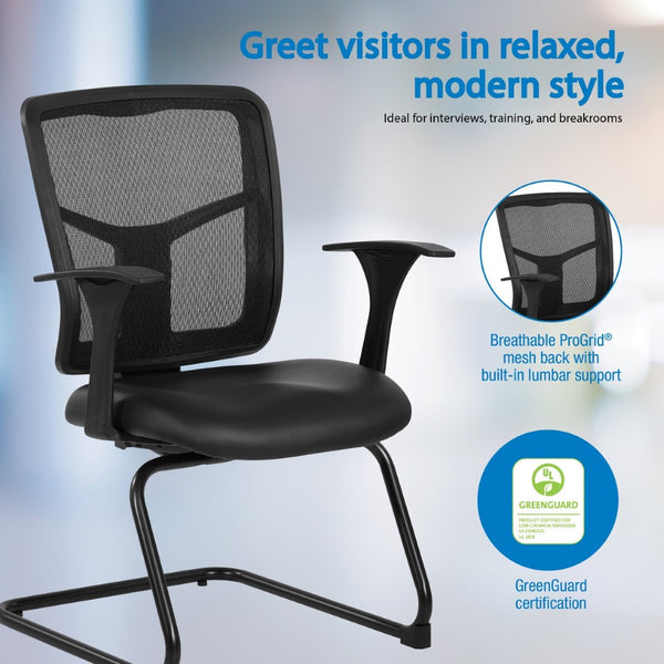 OSP Home Furnishings Progrid Mesh Back Visitor Chair with Lumbar Support and Sled Base for Modern Offices 9093B-R107