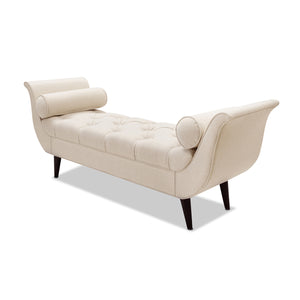 English Elm Alma Velvet Tufted Entryway Bench with Flared Arms and Bolster Pillows Included B2719P238454
