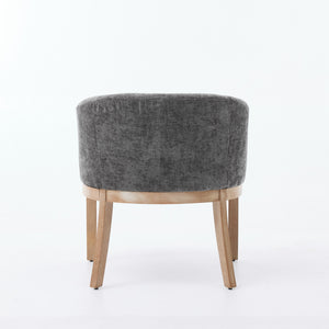 English Elm Mid Century Barrel Accent Chair Chenille Upholstery Rubberwood Legs Dining Room Gray W1143P449341