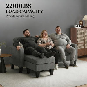 English Elm Conversation Corduroy L-shaped Sectional Sofa Nordic Low-profile Living Room Couch T3971S00115