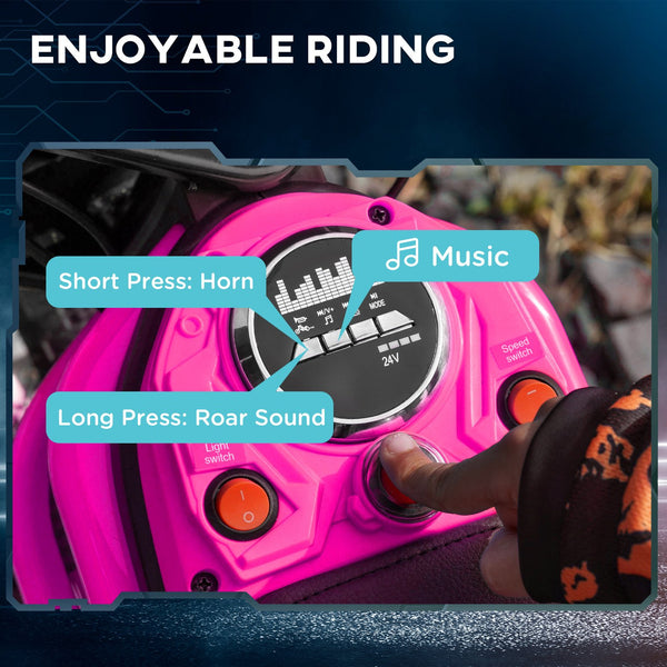 English Elm Aosom 12v Electric Kids Ride on Utv with Remote Control Suspension and Music System Pink W2225P229511