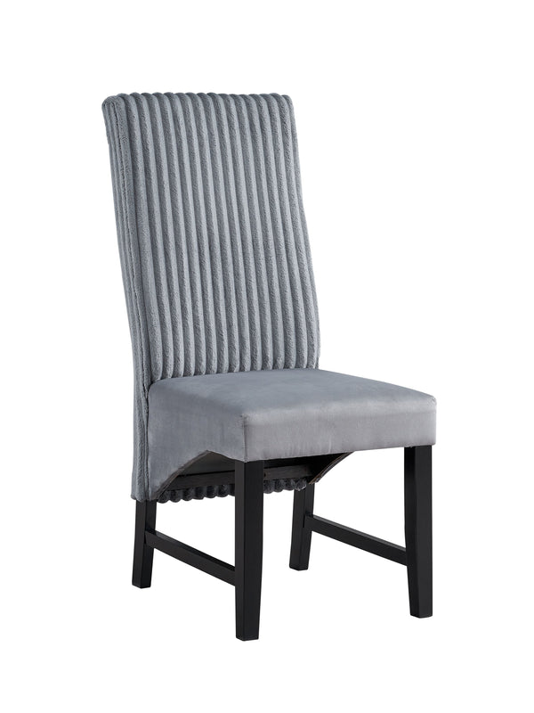 English Elm Kini Plush Gray Corduroy Side Chair Set of 2 with Black Wood Legs — Modern Upholstered Dining Seat, 19" H B2726P266130