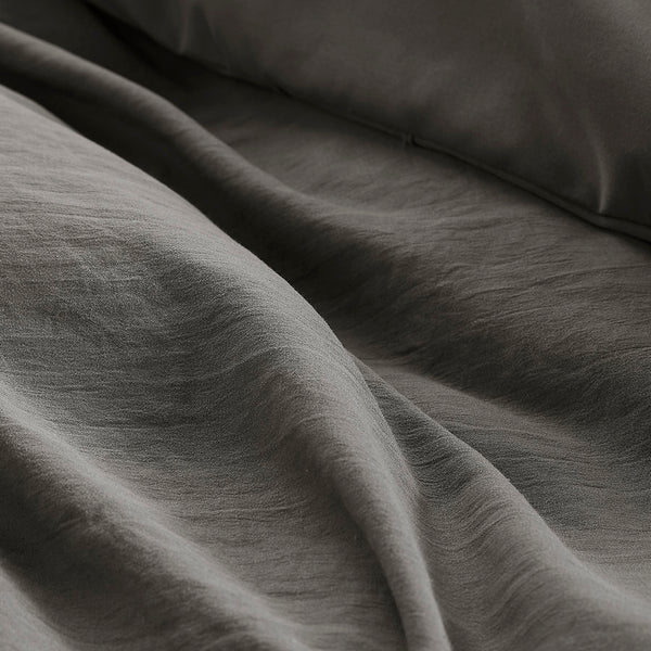 JLA Home Comfort Spaces - Soft Soft Washed Pleated Duvet Cover Set with OEKO-TEX, Ultra-Soft Microfiber, Breathable All-Season Comfort Grey AM12-0035