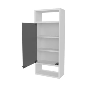 English Elm FM Pinedale Medicine Cabinet with Mirrored Door and Open Shelves, Wall-Mounted Scratch-Resistant Storage White 33.46 L x 16.93 W x 4.33 H B128P301386