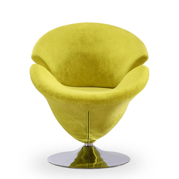English Elm Tulip Velvet Swivel Lounge Chair Green — 360° Rotating Tulip Design, Polished Chrome Base, Plush Velvet Comfort B365P397980