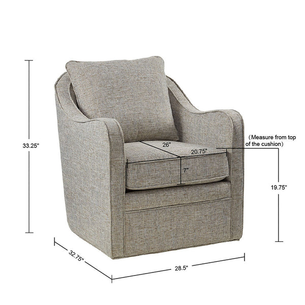 JLA Home Madison Park - Upholstered Curved Armchair with 360° Swivel, Plush High-Density Foam Seat, Durable Textured Fabric Finish MP103-0985