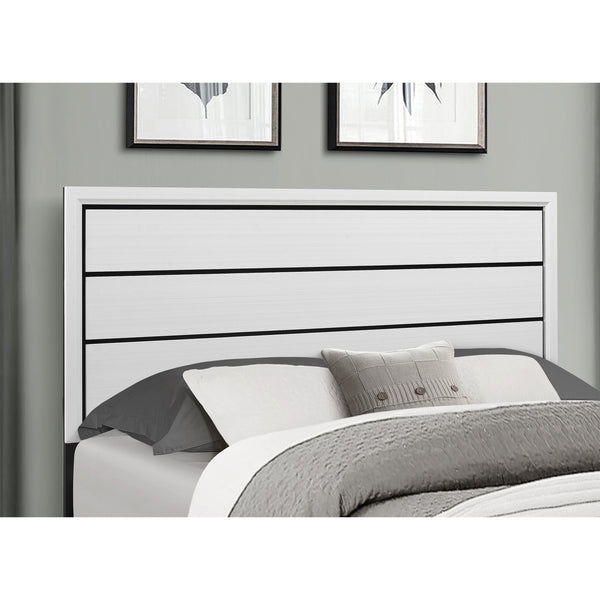 English Elm MIRAGE Sleek Full Bed with Panel Headboard, Solid Rubberwood Frame, Contemporary Low Profile Design White 83.78 L x 6.38 W x 2.8 H B201S00099