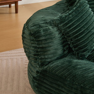 English Elm Bean Bag Sofa Oversized Corduroy Floor Lounge Chair with Armrests Pillows Foam Fill Emerald W395P426813