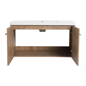 English Elm 36 Inch Floating Bathroom Vanity with Resin Sink, Soft-Close Doors, KD Pack, Modern Storage Design W999P188200