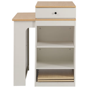 English Elm K&K Modern Extendable 59.5" Kitchen Island with Double-Sided Storage, Power Outlet & Casters White N707S000017W